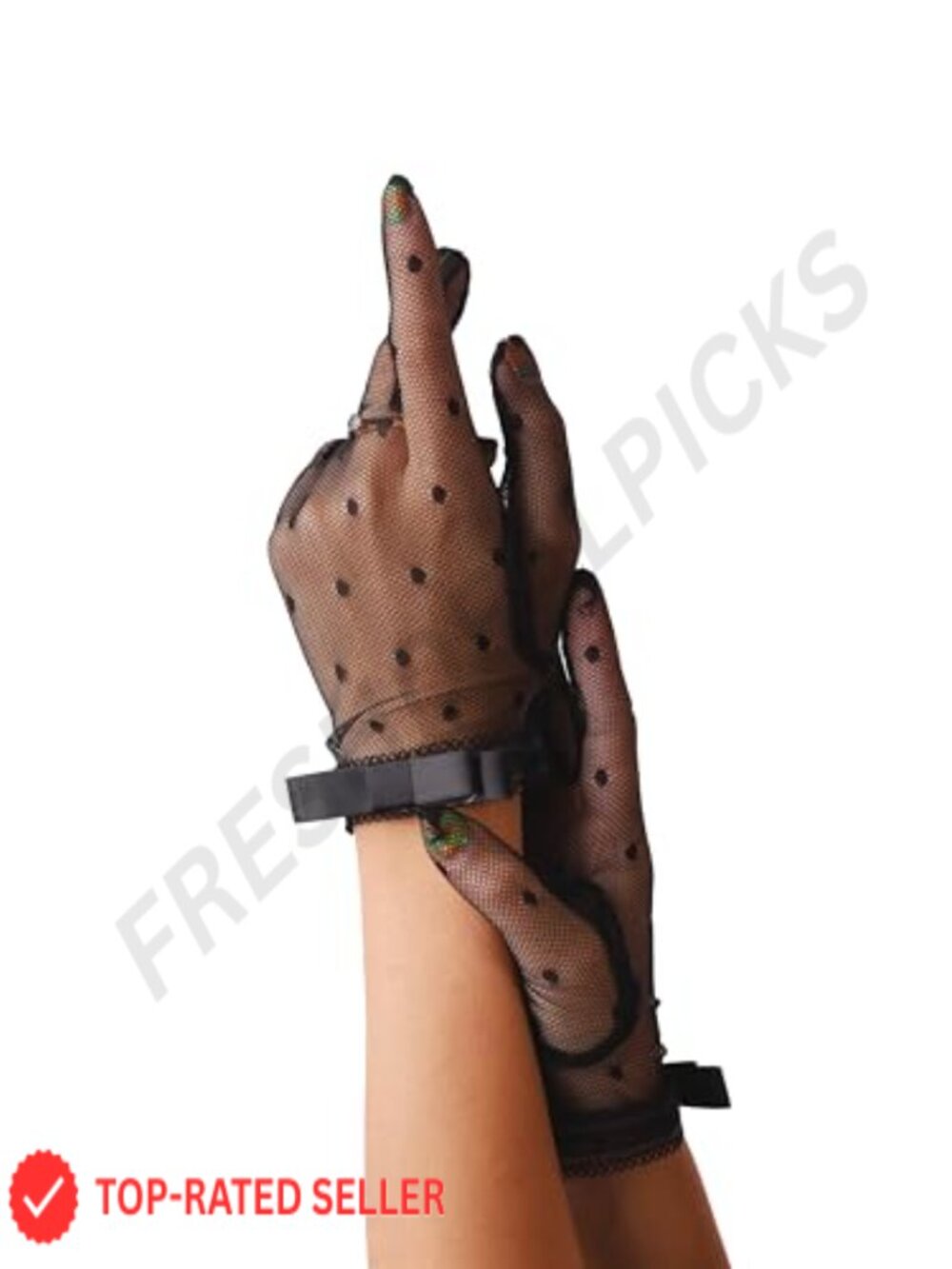 Goth Black Lace Bow Short Gloves Vintage Y2K Costume Accessory